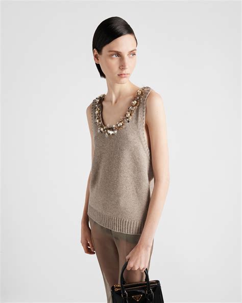 prada roll neck|Cord Sleeveless Wool And Cashmere Top .